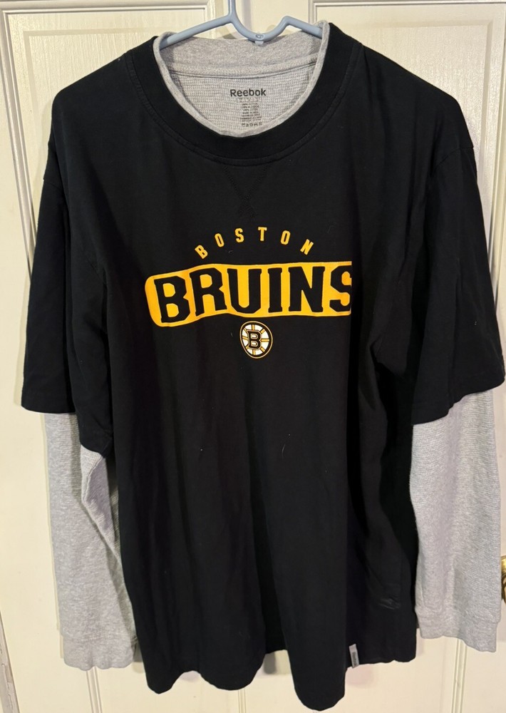 Reebok Boston Bruins Crew Long  Sleeve Pullover Men Large Black