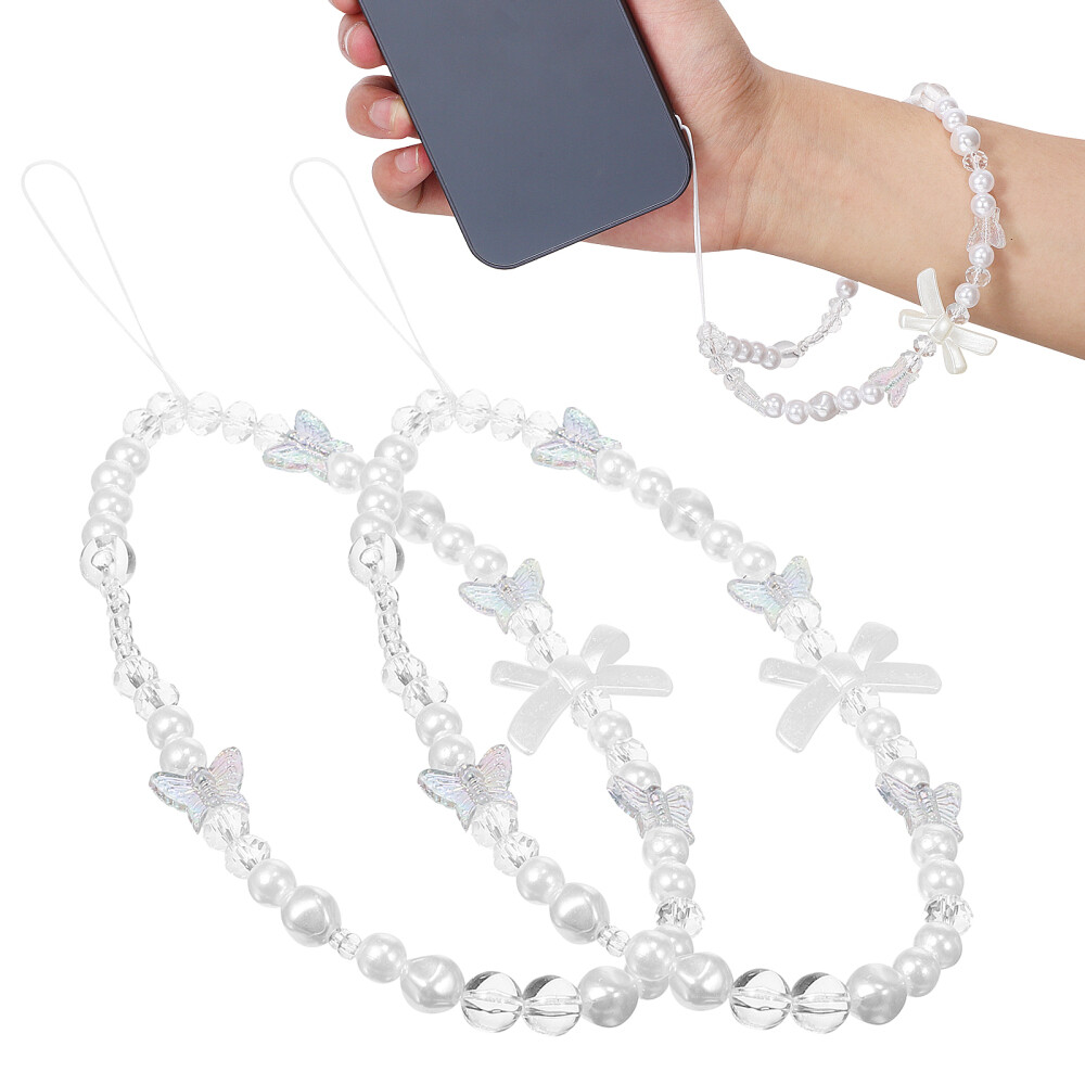 2 Pcs Unique Phone Strap Women Bow Mobile Chain Lanyard Miss