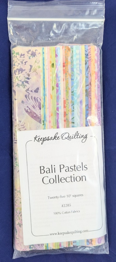 Bali Pastels 10-inch Fabric Squares - Keepsake Quilting Collection of 25