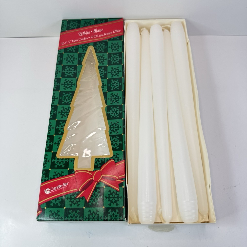 Vintage White Taper Christmas Candles 11.5 Inch Box of 10 USA Made