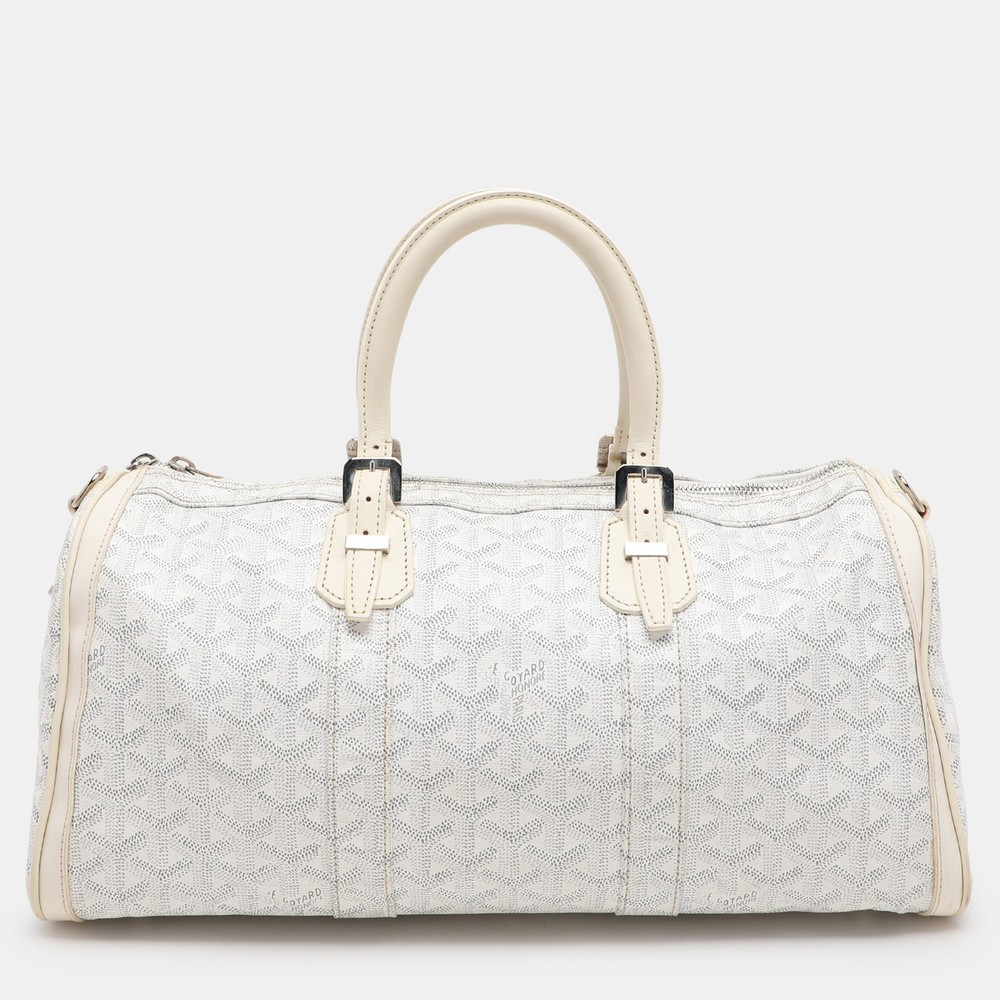 Goyard White Goyardine Coated Canvas 35 Croisiere Duffel Travel Bag