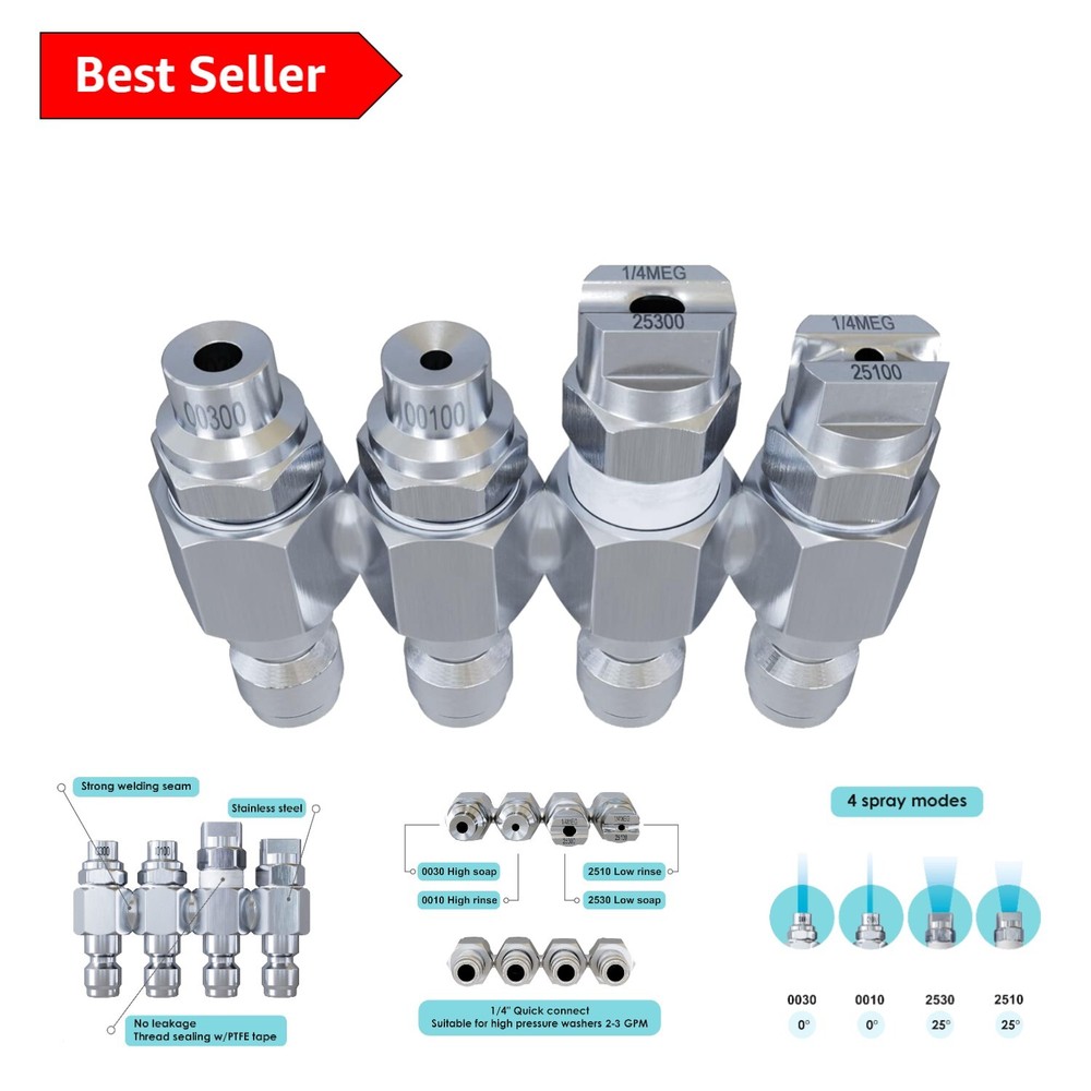 Premium J-Rod Pressure Washer Nozzle with 4 Spray Angles - 2-3 GPM Quick Connect