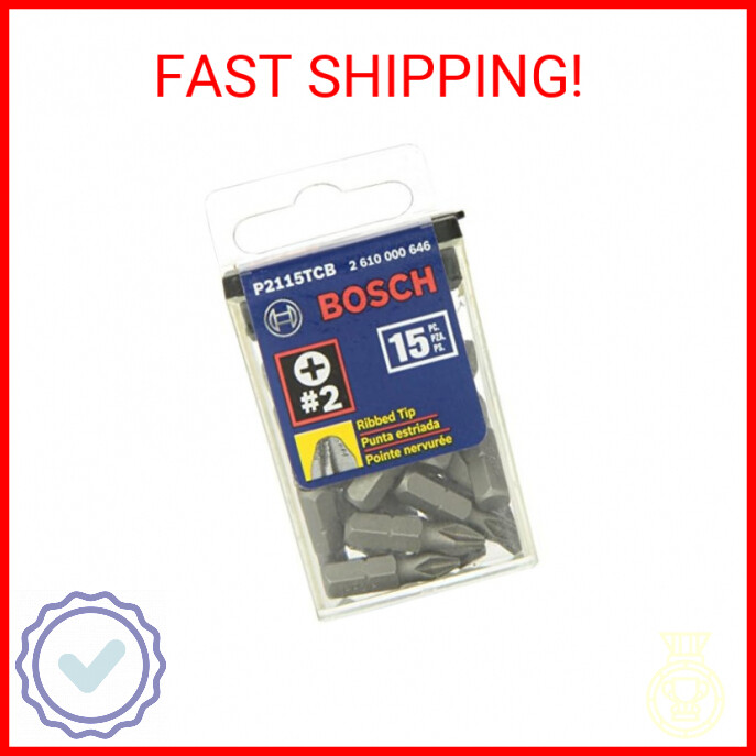 Bosch P2115TCB 1 In. Impact Tough Phillips Insert Bit, 15-Piece