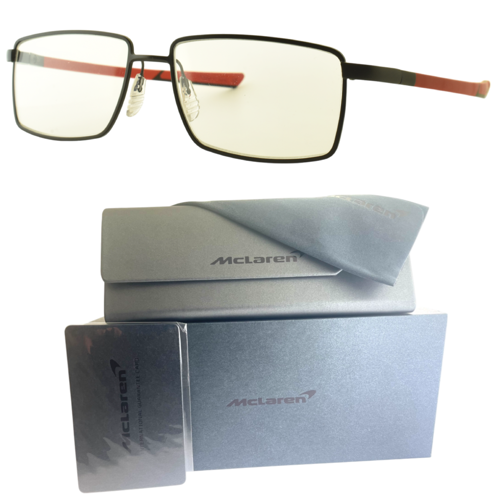 NEW!! MCLAREN MLSEDO01 C02 Black/Red Rectangle Full Rim Mens Optical Frame