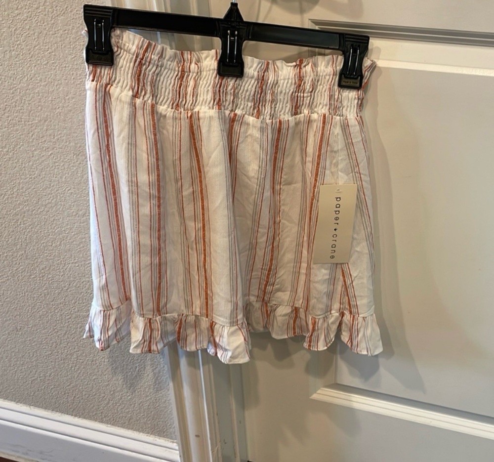 Paper Crane Orange and White Striped Skirt  NWT Women’s Size S