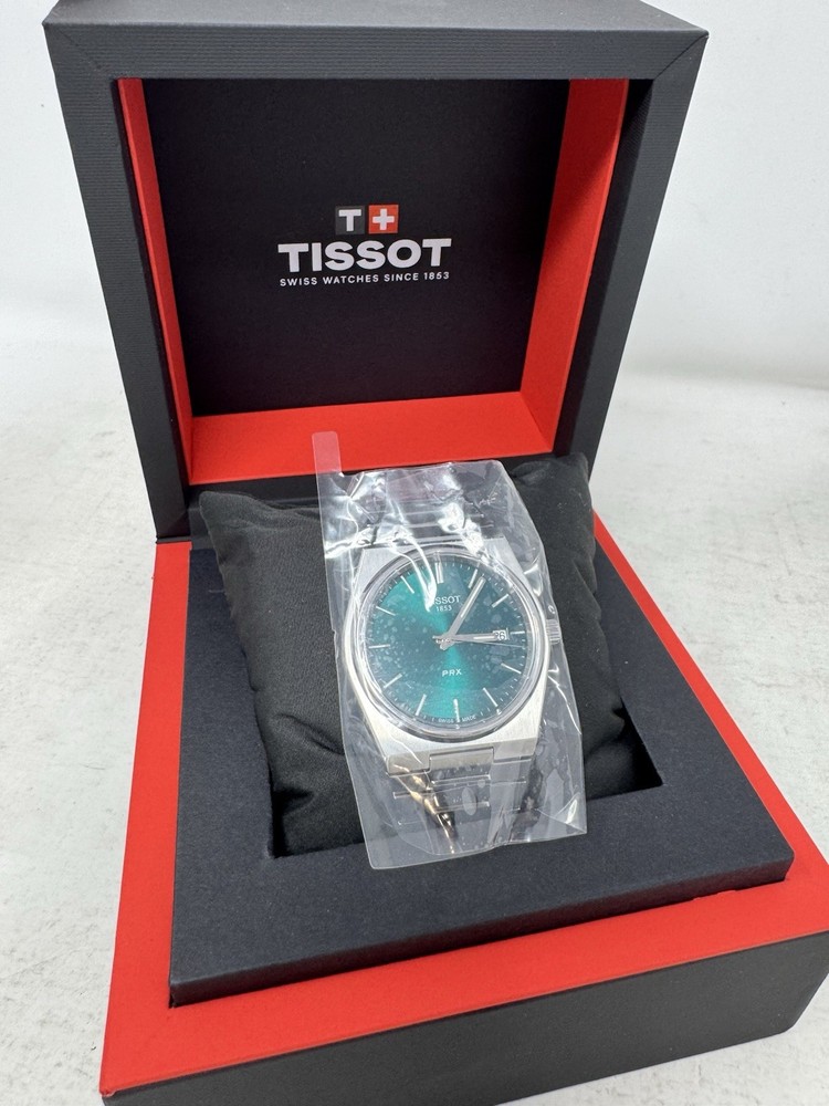 Tissot PRX T137410A Mens Green Dial Silver Stainless Steel Watch