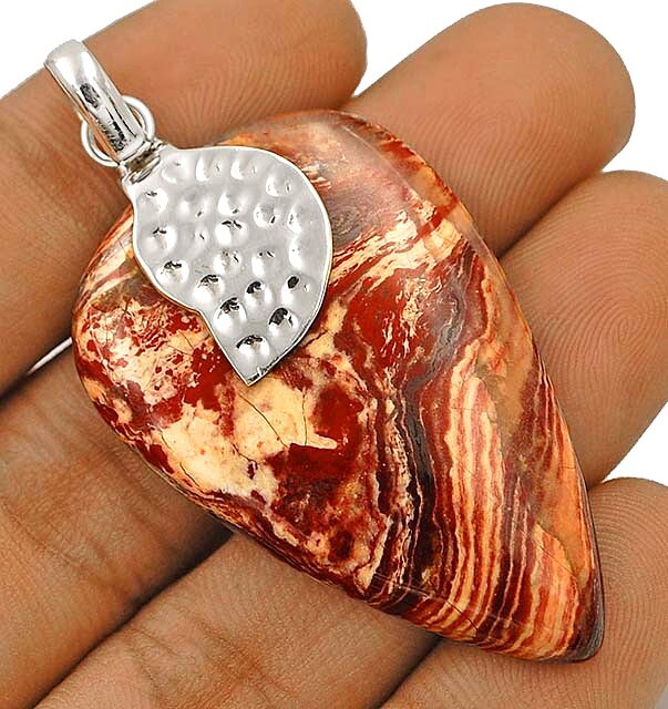 Natural Brown Jasper Stone 925 Sterling Silver Pendant