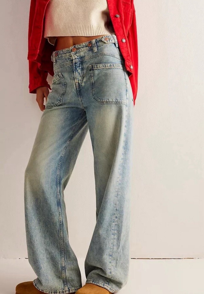 Free People We The Free Palmer Cuffed Jeans in La La Land Size 28 Bronze Details