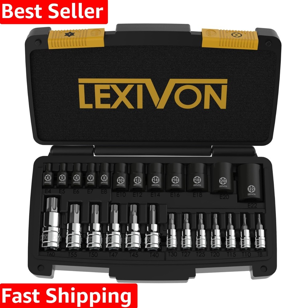 Durable 25-Piece Master Torx & E-Torx Bit Socket Collection |