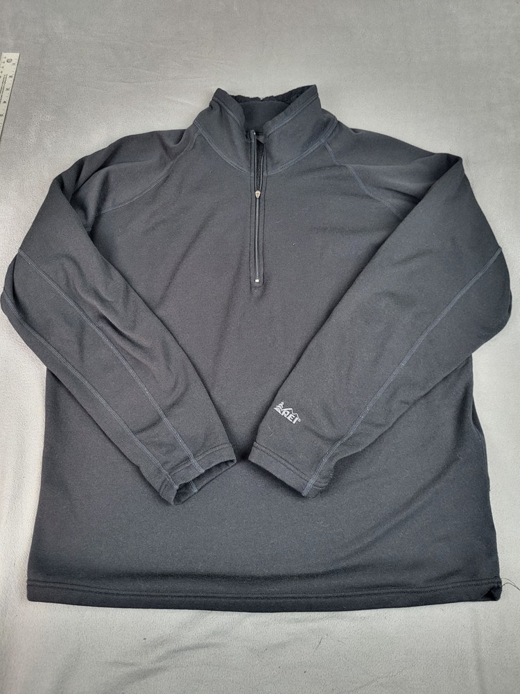 REI Co-Op Polartec Fleece Jacket Mens XL Black Quarter Zip Lightweight Outdoor