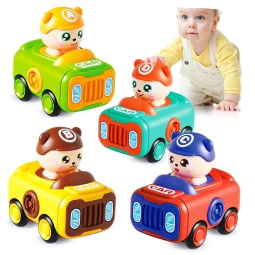 Baby Car Toys for Toddlers 1-3 Years – 4PCS Push & Go Taxi Play Set