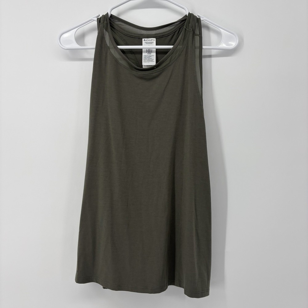 Athleta Sleeveless Tank Top Green Women’s Size Large Mesh Detail Stretchy