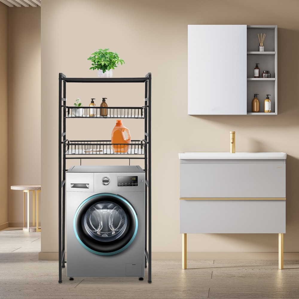 Laundry Room Storage Cabinet with Shelf for Washing Machine