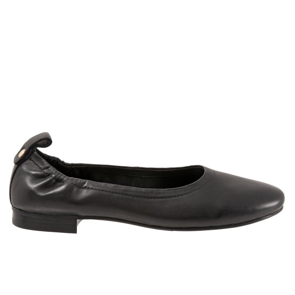 Trotters Gia T2252-001 Womens Black Leather Slip On Ballet Flats Shoes 9.5