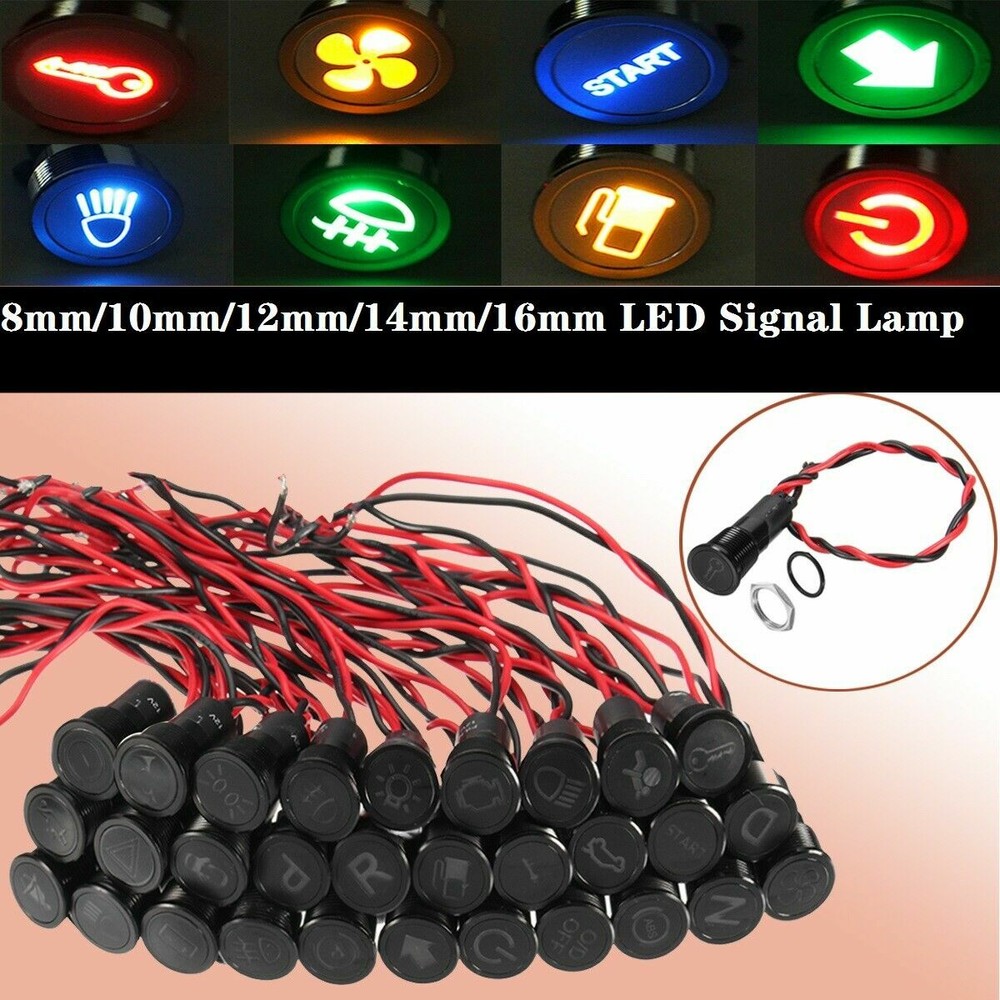 10mm LED Waterproof Dash Panel Warning Pilot Light Bulb Indicator Van Boat Light