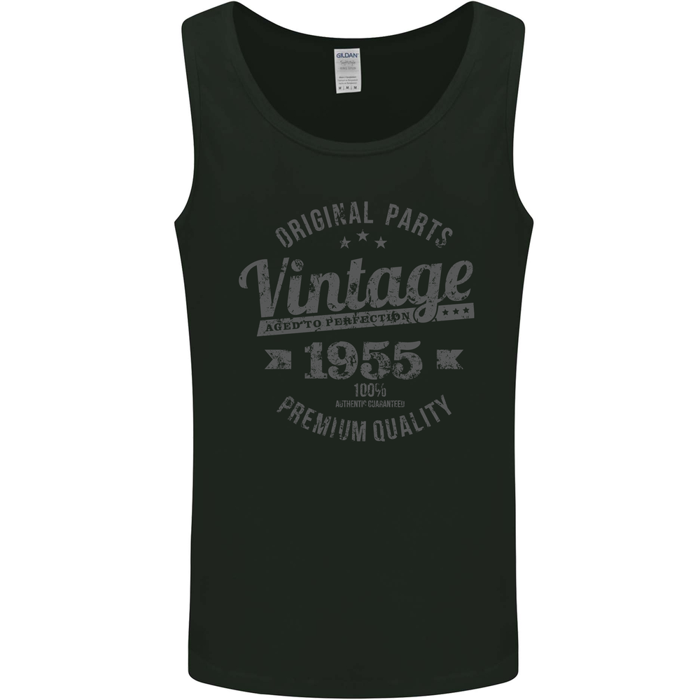 Vintage Year 70th Birthday 1955 Mens Vest Tank Top Black