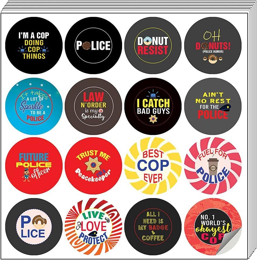 Police Stickers Set - 10 Packs, 16 Unique Law Enforcement Designs