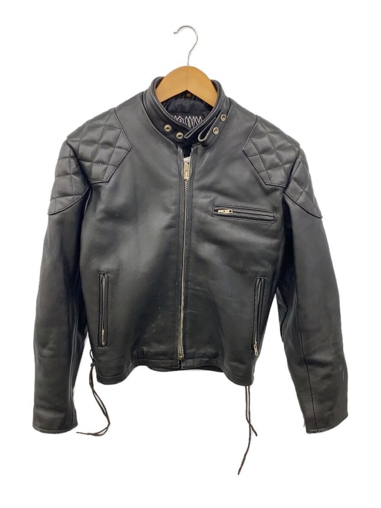 Men's Heavy Black Leather Biker Jacket Blouson Plain Style 2246 Size 36