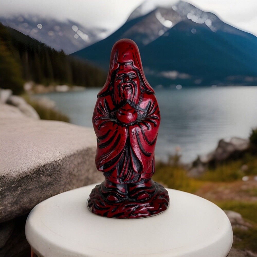 Chinese 7 Lucky Gods Figurine One Vintage Red Resin Sculpture Replacement 4”