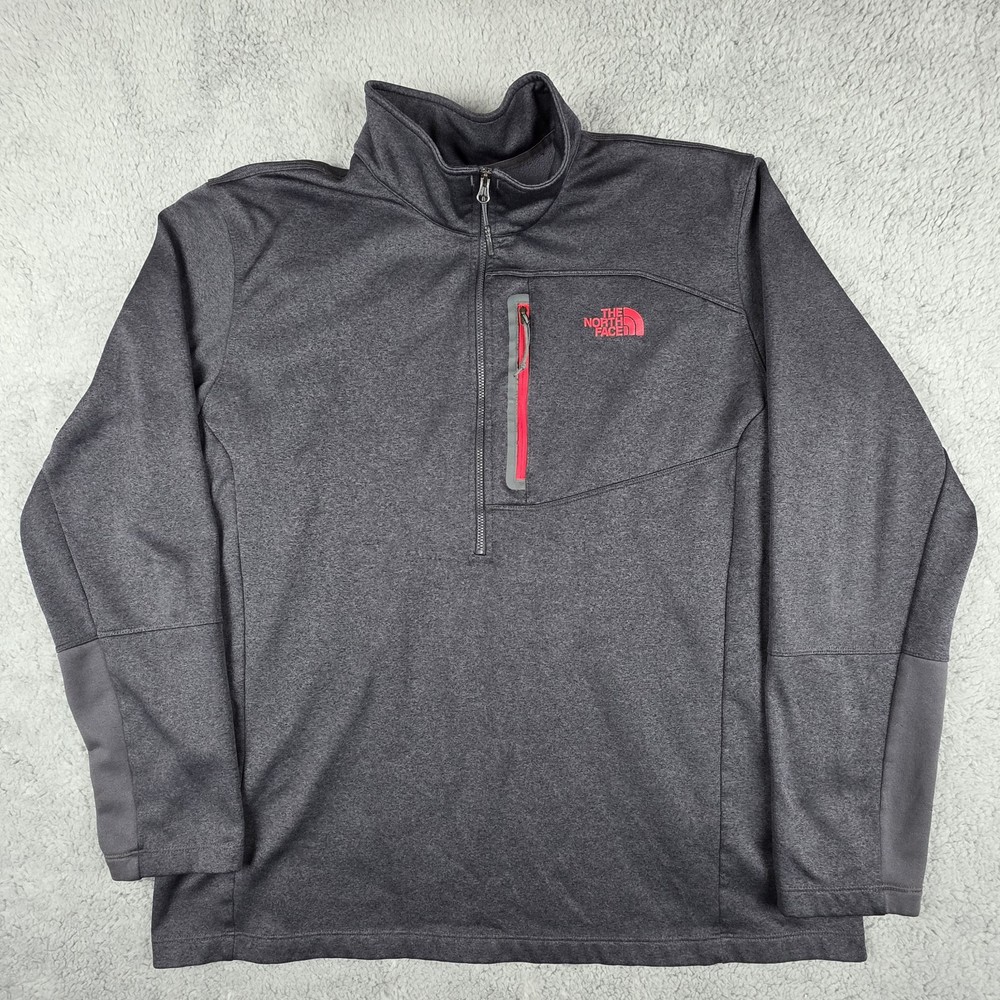 North Face Jacket Mens XXL 25x28 Gray 1/2 Zip Pullover Fleece Windbreaker