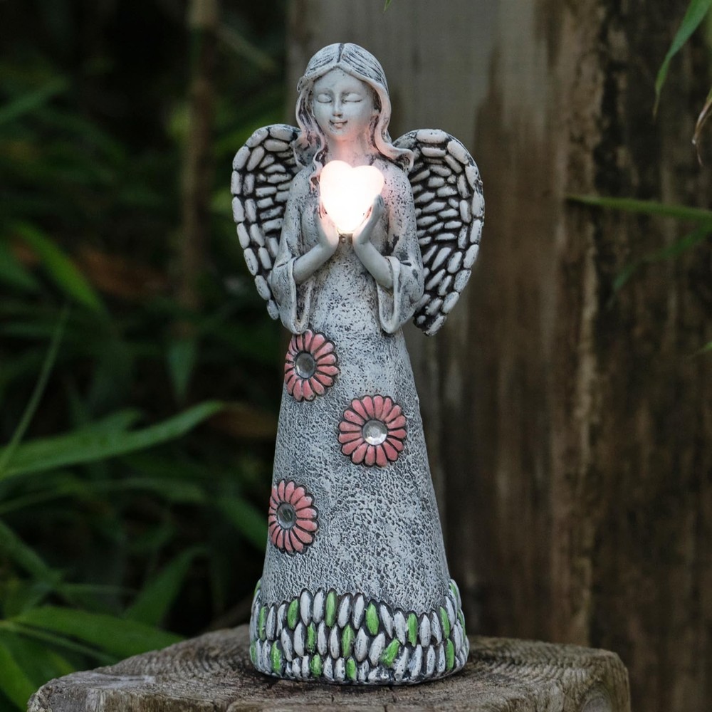 Solar Angel Garden Statue,Garden Angel Figurines,Solar Garden Sculpture with ...