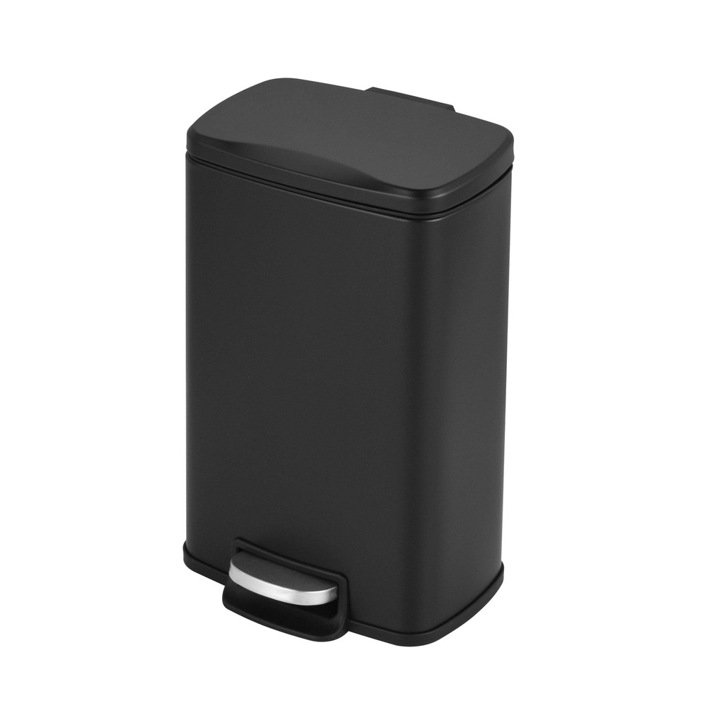 Innovaze 1.3 Gallon Stylish Rectangular Matt Step-on Trash Black Under 3 Gallons