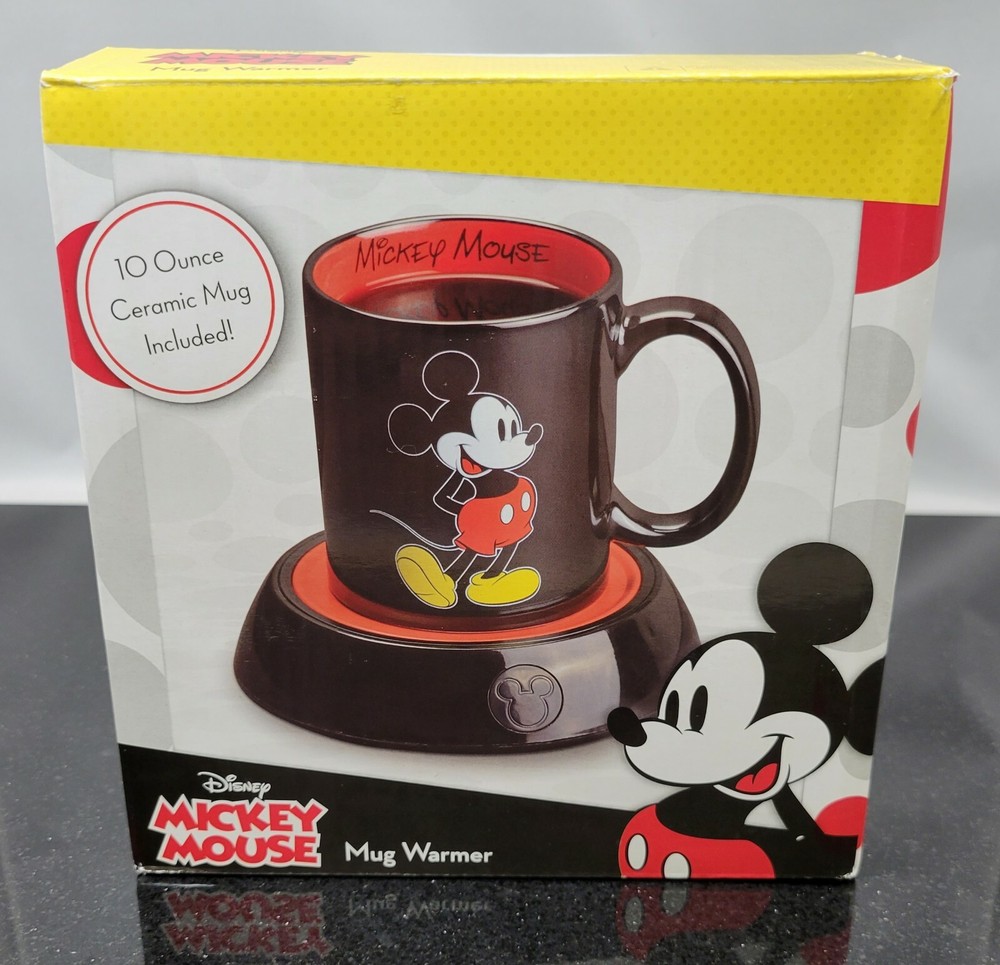 Disney Mickey Mouse 10oz Ceramic Mug with Warmer New Open Box