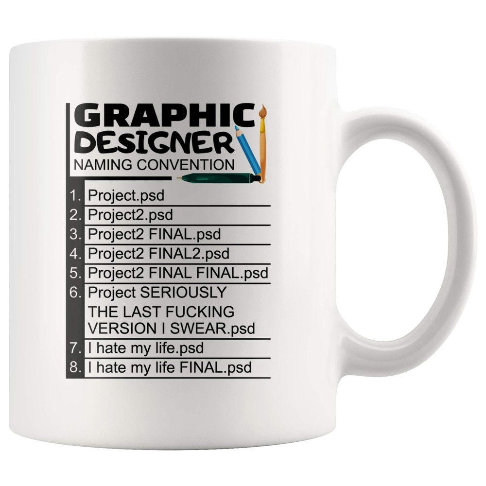 Graphic Designer Naming Convention Coffee Mug Funny Designer Gifts Graphic De...