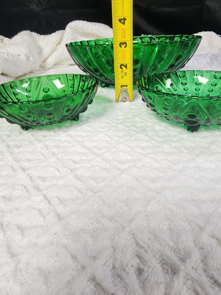 Forest Green Anchor Hocking Oyster & Pearls Pattern Vintage 3pc Set