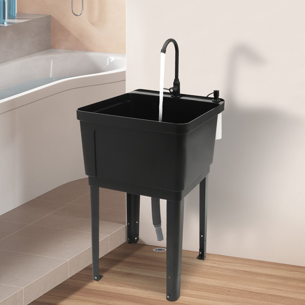 Heavy Duty Freestanding Outdoor Laundry Sink With Faucet Space Saver
