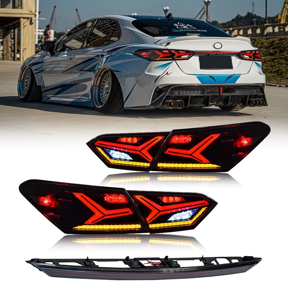 Smoke LED Tail Lights for Toyota Camry 2018-2024 Rear Turn Signal Trunk Lamps