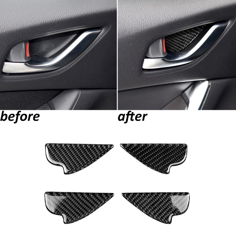 4Pcs Real Carbon Fiber Door Handle Trim for Mazda CX-5 2017-2018