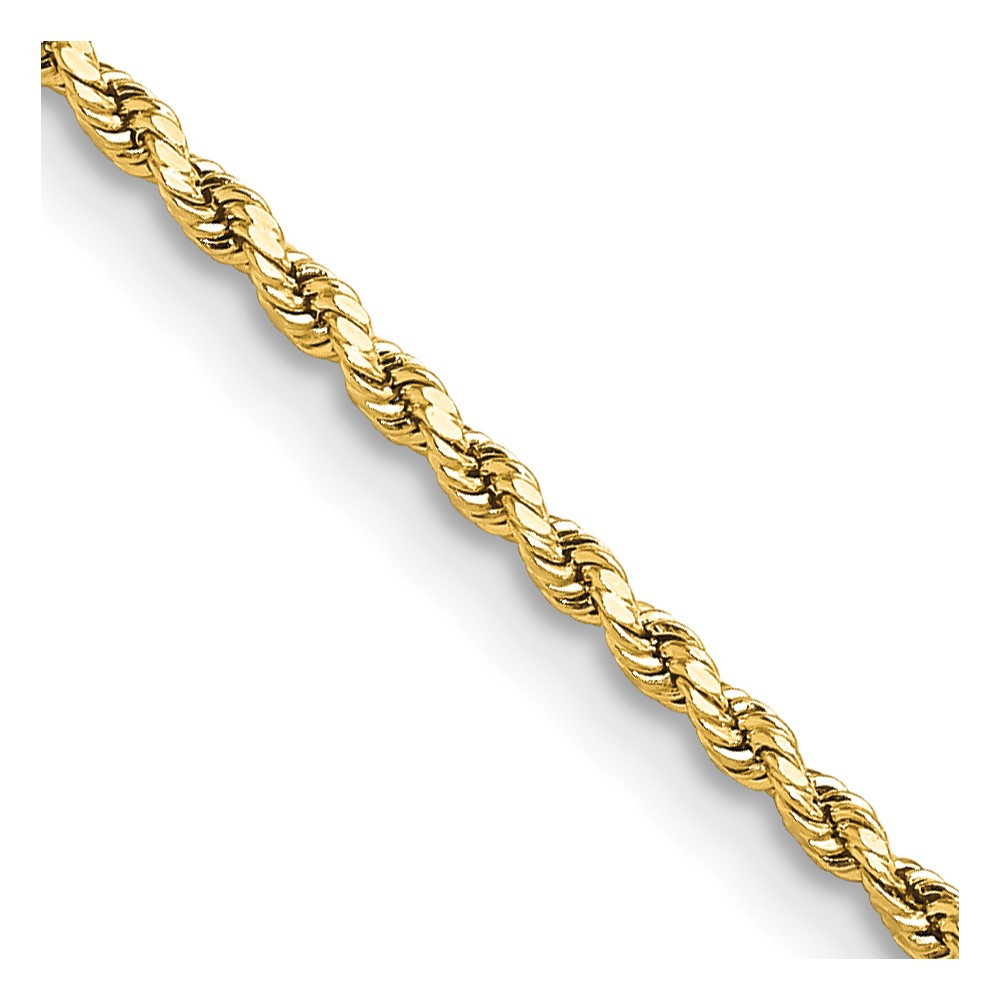 14k Yellow Gold 2mm Semi Solid Rope with Lobster Clasp Chain Necklace 16