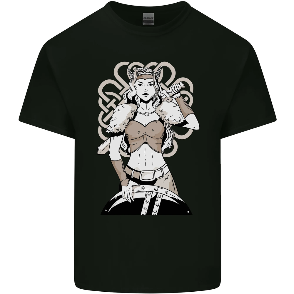 A Female Viking Shield Maiden Warrior Mens Cotton T-Shirt Tee Top