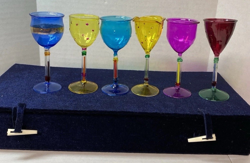 Vintage Venezia Hand Blown Cordial Glasses by Antonio Salvati, Set of 6