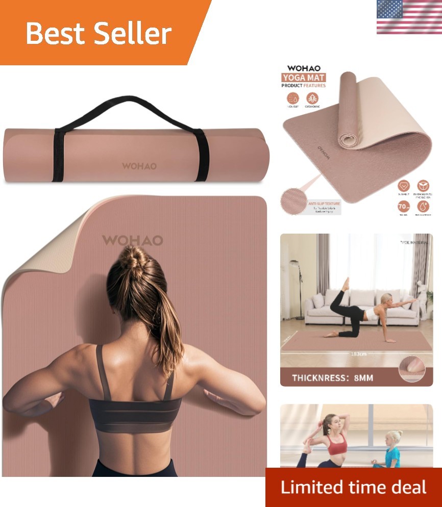 Eco-Friendly 8mm Yoga Mat 72”x28” - Comfort & Stability for Every Yogi