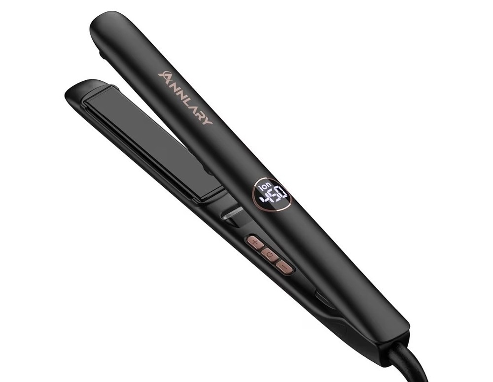 Hair Straightener 1 Inch Flat Iron and Curler 2 in 1, 15s Fast Heating, Professi