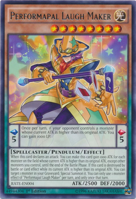 Performapal Laugh Maker 1st Edition Rare RATE-EN004 Moderately Played Card