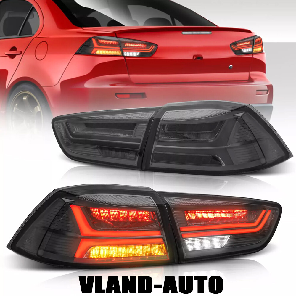 VLAND Smoked LED Tail Lights for Mitsubishi Lancer EVO X 2008-2020 Plug & Play