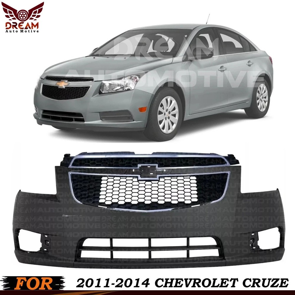 Front Bumper Cover & Grille Assembly Kit For 2011-2014 Chevrolet Cruze