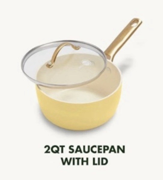 New * GreenPan Reserve Hard Anodized Ceramic Nonstick 2 Quart Saucepan Yellow