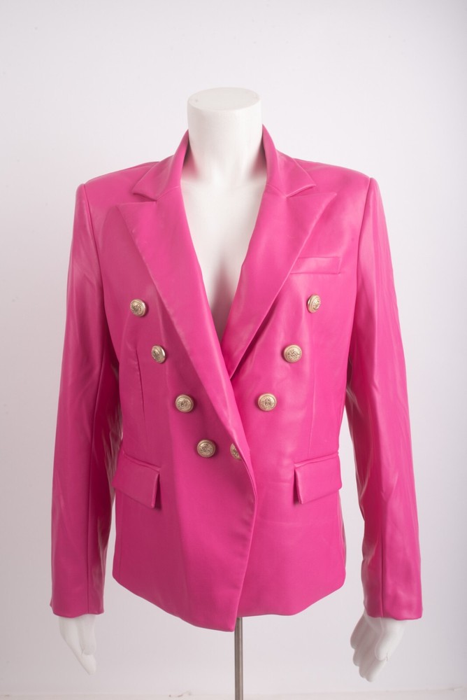 Generation Love Womens Delilah Jacket Blazer Sz L Hot Pink Vegan Leather NWT