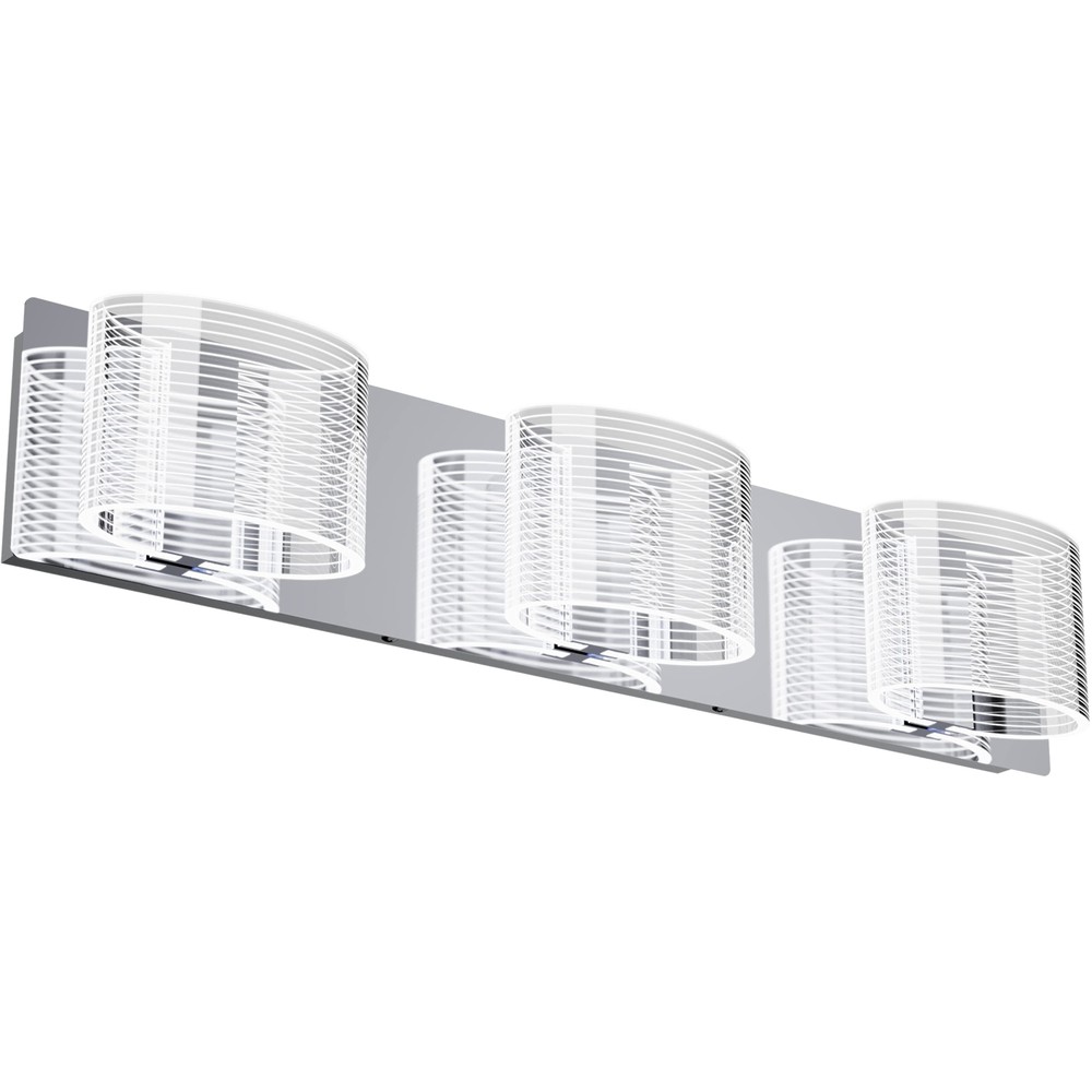3 Light LED Bathroom Lighting Fixtures Over Mirror 24 inch, Chrome Finish Dim...