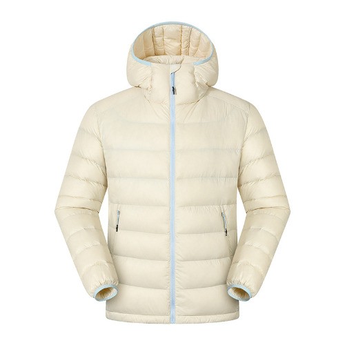 White Duck Down Lightweight Hooded Down Jacket for Men in Winter