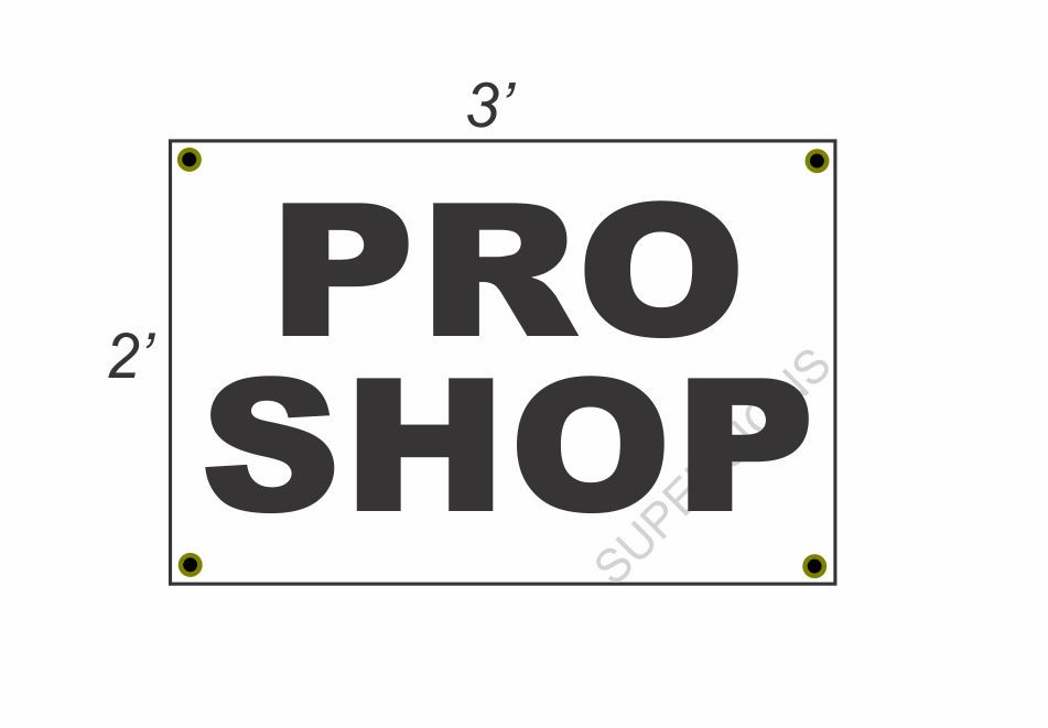2x3 Black & White PRO SHOP Banner - New Discounted Size & Price with Free Shipping Included