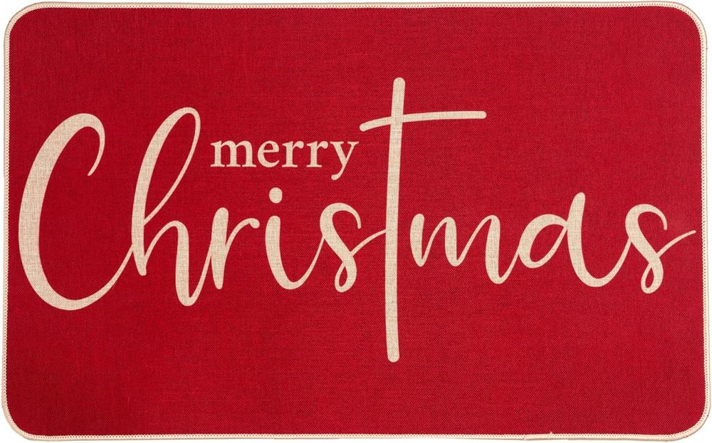Merry Christmas Door Mat Red Xmas Doormats Christmas Non-Slip Front Door Rubber