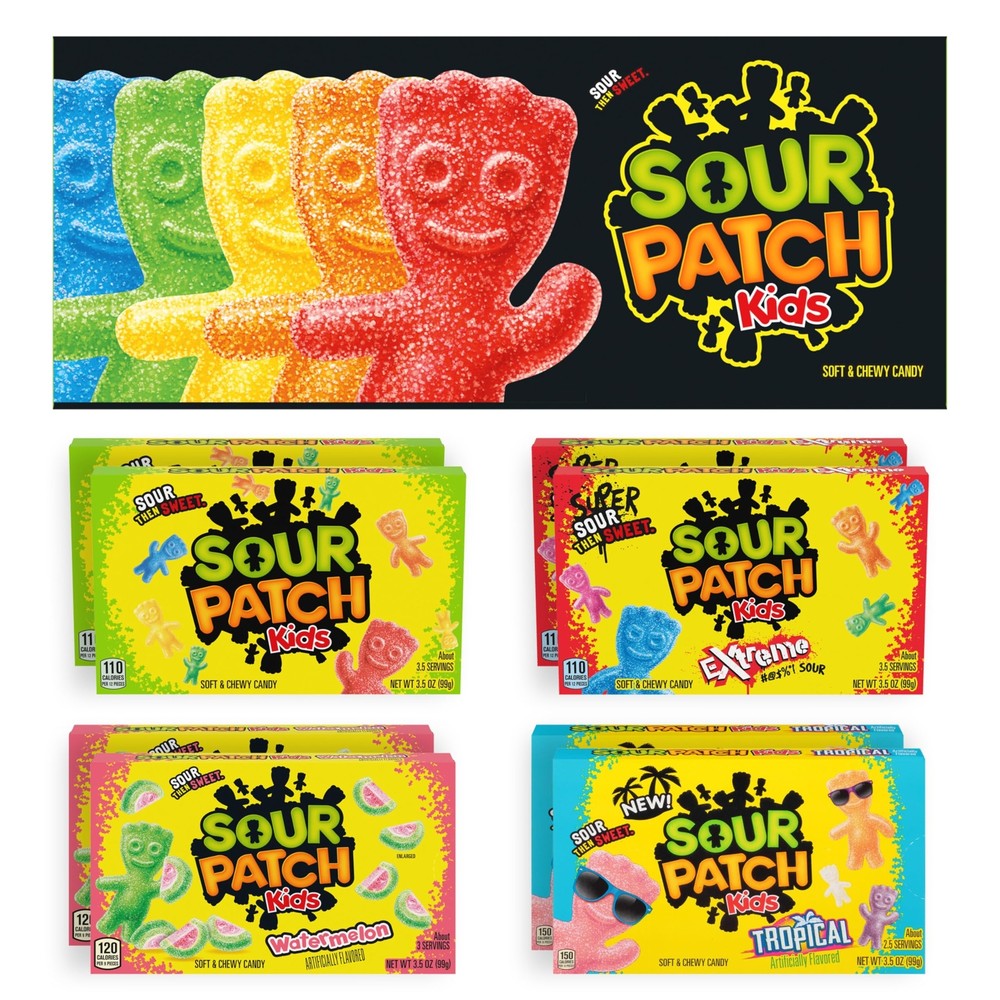 SOUR PATCH KIDS Variety Pack - 8 Boxes of Soft Chewy Candy 3.5 oz Each
