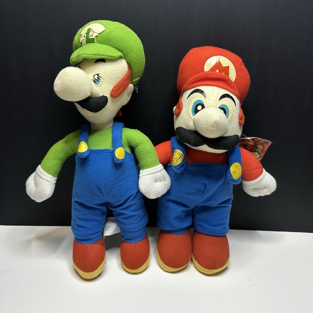 Vintage 2001 Nintendo Kellytoys Super Mario & Luigi Stuffed Plush 12