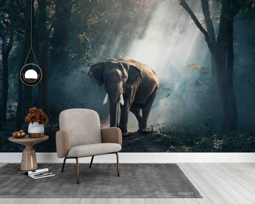 3D Forest Sunshine Elephant Landscape Wall Murals Wallpaper Murals Wall Sticker