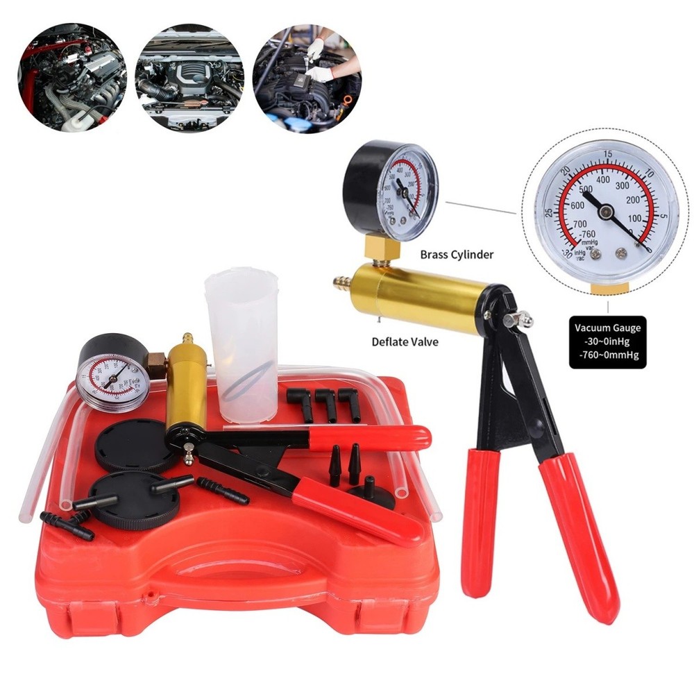 Hand Held Vacuum Pressure Pump Tester Set Brake Fluid Bleeder Bleeding Kit + Box